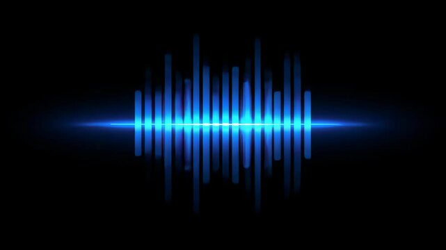 Graphical Representation of Blue Soundwaves Displayed Against a Black Background Music Spectrum Frequency Analysis with Light and Glowing Effect