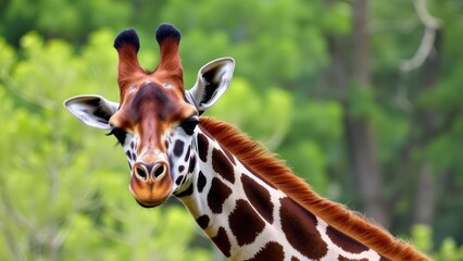 Obraz premium Close-up giraffe portrait in forest