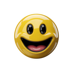 Radiating joy A gleaming yellow emoji bursts with laughter and exuberance on transparent background