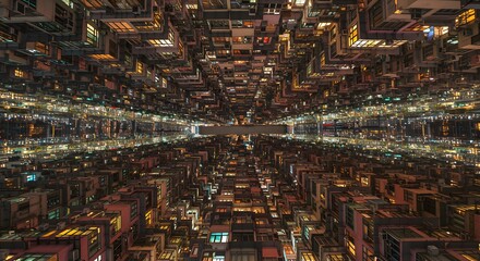 Fototapeta premium Night Cityscape: Hong Kong Apartment Buildings