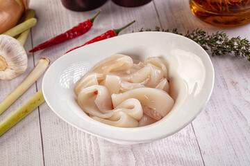 Raw squid rings for cooking