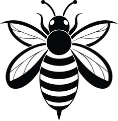  bee silhouette, striped body, flying insect
