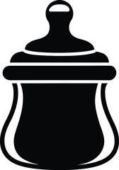 baby bottle silhouette, feeding icon, infant care
