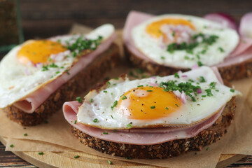 The Strammer Max sandwich, traditional dish in Germany Berlin and Saxon region	