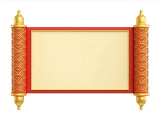 Blank red and gold chinese scroll with decorative pattern