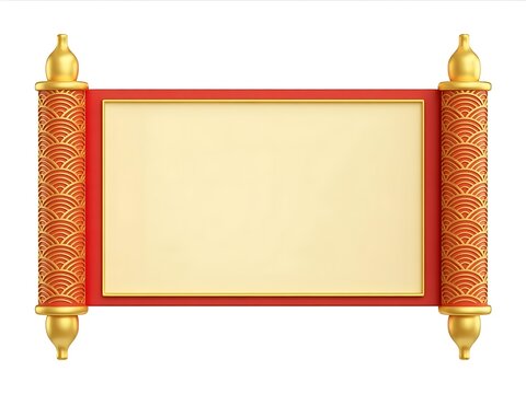 Blank red and gold chinese scroll with decorative pattern
