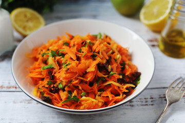 A bowl with traditional Polish carrot salad © nastyakamysheva