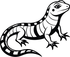 Obraz premium lizard silhouette, crawling reptile, curved tail 