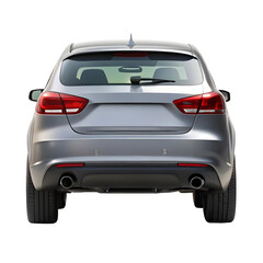 Gray Car Rear View on White Background – Modern Vehicle Backside for Auto Design, Marketing, and Transportation Concepts