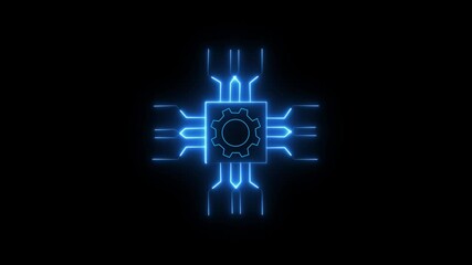 Setting gear moving neon animation icon 4K video