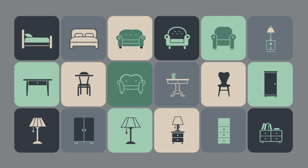 Icon set Perfectly Designed Pictograms Furniture Icons