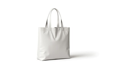 Stylish white tote bag mockup with soft shadows on an isolated background