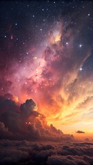Obraz premium Breathtaking cosmic sky with colorful clouds and sparkling stars