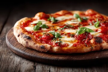 Pizza Margherita Italienische Pizza Margherita mit Basilikum Pizza mit Tomate Mozzarella Pizza Holzofen Margherita Neapolitanische Pizza Pizza Klassiker Foodfoto Pizza Italienisch Käse Tomate