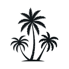 Fototapeta premium Three Palm Trees Silhouette Illustration Tropical Vacation and Holiday Concept Isolated on White Background Exotic Island Getaway Black and White Design