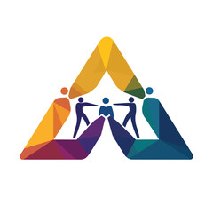 Professional Teamwork People in Triangle Icon Vector Illustration for Business Collaboration Concept