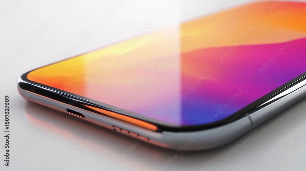 Poster modern smartphone display gradient colors technology mobile phone screen closeup high resolution ima