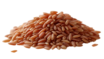 Pile of brown rice isolated on transparent background, a healthy and nutritious grain for a balanced diet