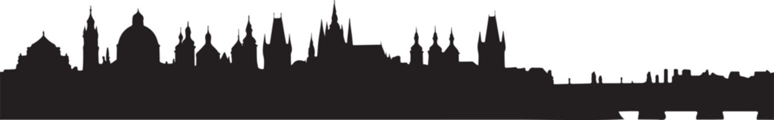 Fototapeta premium Prague City Skyline Vector Illustration - Historic Architecture Silhouette