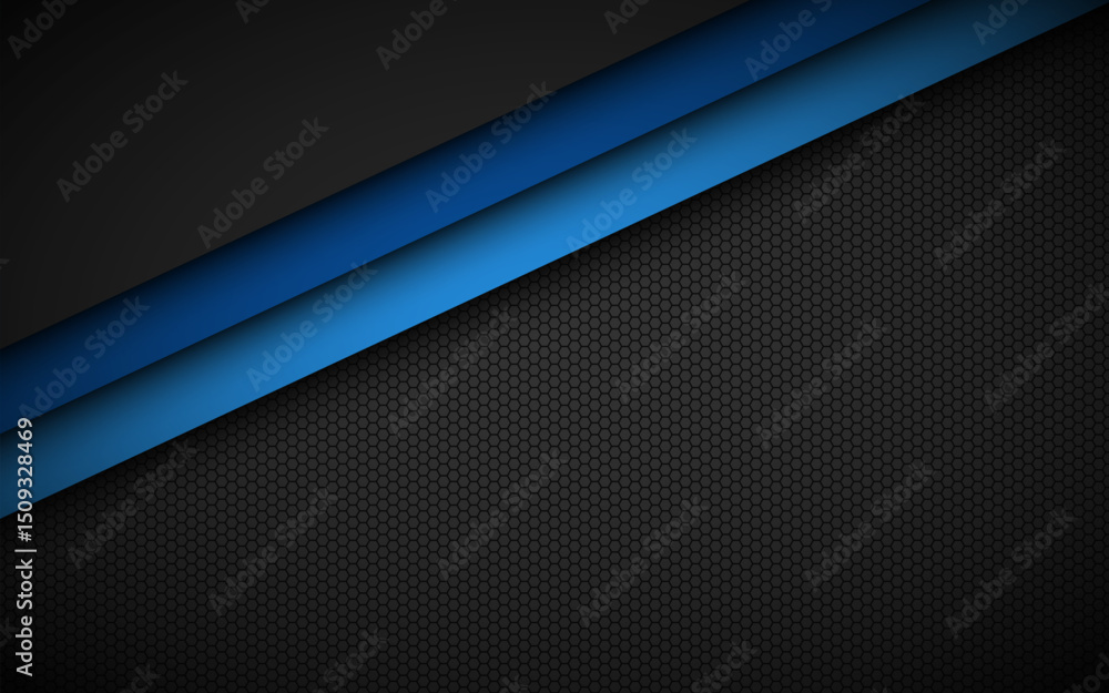 Wall mural black and blue modern material design with polygonal texture. corporate template with overlapped lay