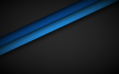 Black and blue modern material design with polygonal texture. Corporate template with overlapped layers for your business. Vector abstract widescreen background