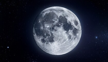 Fototapeta premium majestic full moon shines brightly against the night sky showcasing intricate details of lunar surface features