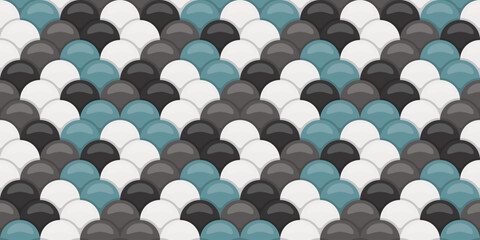 Abstract seamless pattern of overlapping scales in teal, gray, black, and white.  Perfect for backgrounds, textures, website design, or print projects. © Olena
