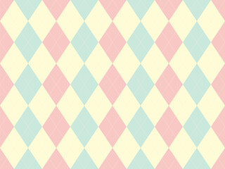 Delightful pastel argyle pattern.  Perfect for backgrounds, textiles, or branding projects seeking a soft, feminine, and playful aesthetic.  This seamless design offers versatility and visual appeal.