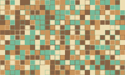 Abstract mosaic tile pattern in earthy tones.  Perfect for website backgrounds, textures, or modern design projects.  Evokes feelings of warmth, sophistication, and retro style.