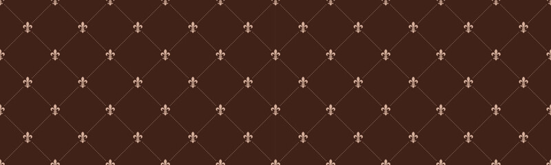 Elegant brown and beige fleurdelis pattern.  Subtle geometric design perfect for backgrounds, website templates, or luxurious branding. © Olena