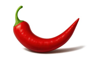 Vibrant red chili pepper on a white background, perfect for culinary designs, food menus, and spice branding.