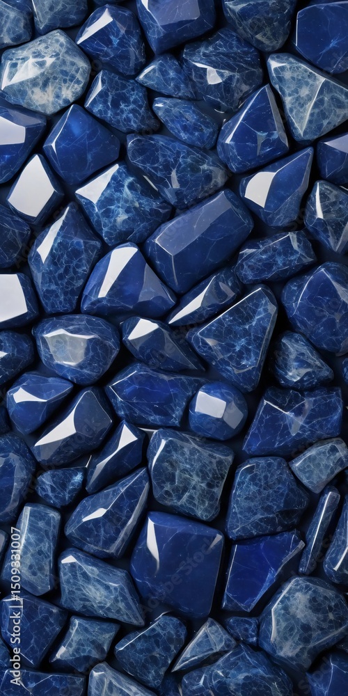 Poster glistening sapphire mineral stones showcase a breathtaking array of blue hues, each piece reflecting