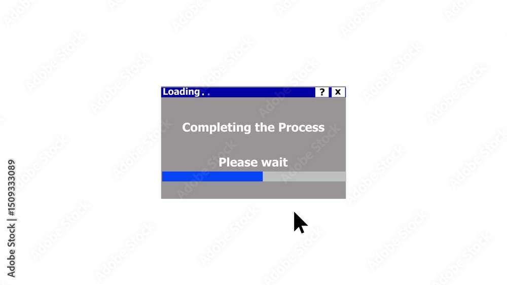 Poster dialog window with super slow downloading process, low internet speed, old times