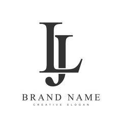 LJ trendy logotype template. Initial letter l and j classic font style. Creative logo for company name or identity.