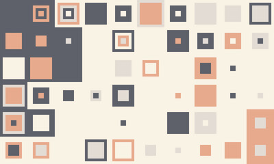 Abstract geometric pattern featuring pastel peach, gray, and dark gray squares of varying sizes, creating a visually appealing, modern design.