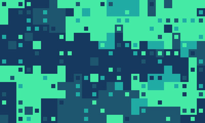 Abstract teal and dark blue pixelated pattern.  Modern digital art, perfect for tech, website backgrounds, presentations, or as a futuristic design element.