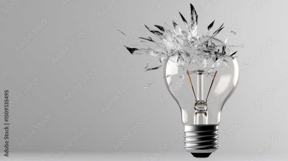Aufkleber a light bulb is shattered, with shards of glass scattering around. this striking visual juxtaposes t