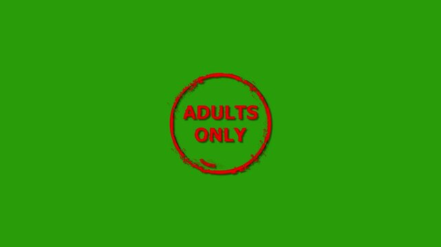Adults only 18 plus age prohibition stamp and hand stamping impact animation. Under eighteen restricted 3D concept.
