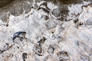 Beautiful natural landscapes from a drone. Frozen Lake Dabie in Poland.