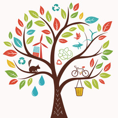 Obraz premium abstract tree with birds