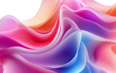 Fototapeta premium Abstract colorful layered waves made of smooth flowing shapes creating visual harmony isolated on transparent background PNG