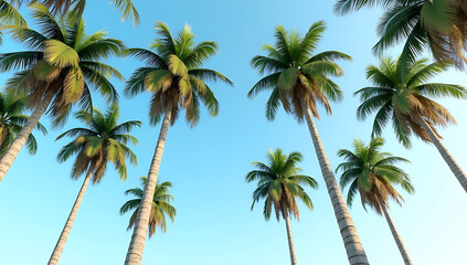 Tropical Giants A Low-Angle Perspective of Palm Majesty