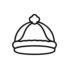 Fototapeta premium Cute baby hat design with pompom. Baby hat illustration perfect for apparel prints. Simple baby hat graphic for newborn clothes or knitting patterns.