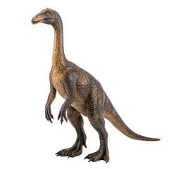 Naklejka premium Therizinosaurus dinosaur standing majestically, showcasing its long neck, powerful legs, and enormous claws, isolated on a transparent background, perfect for educational or creative projects