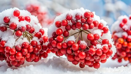 Red viburnum in the snow