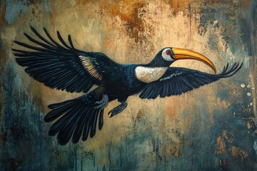 hornbill in flight