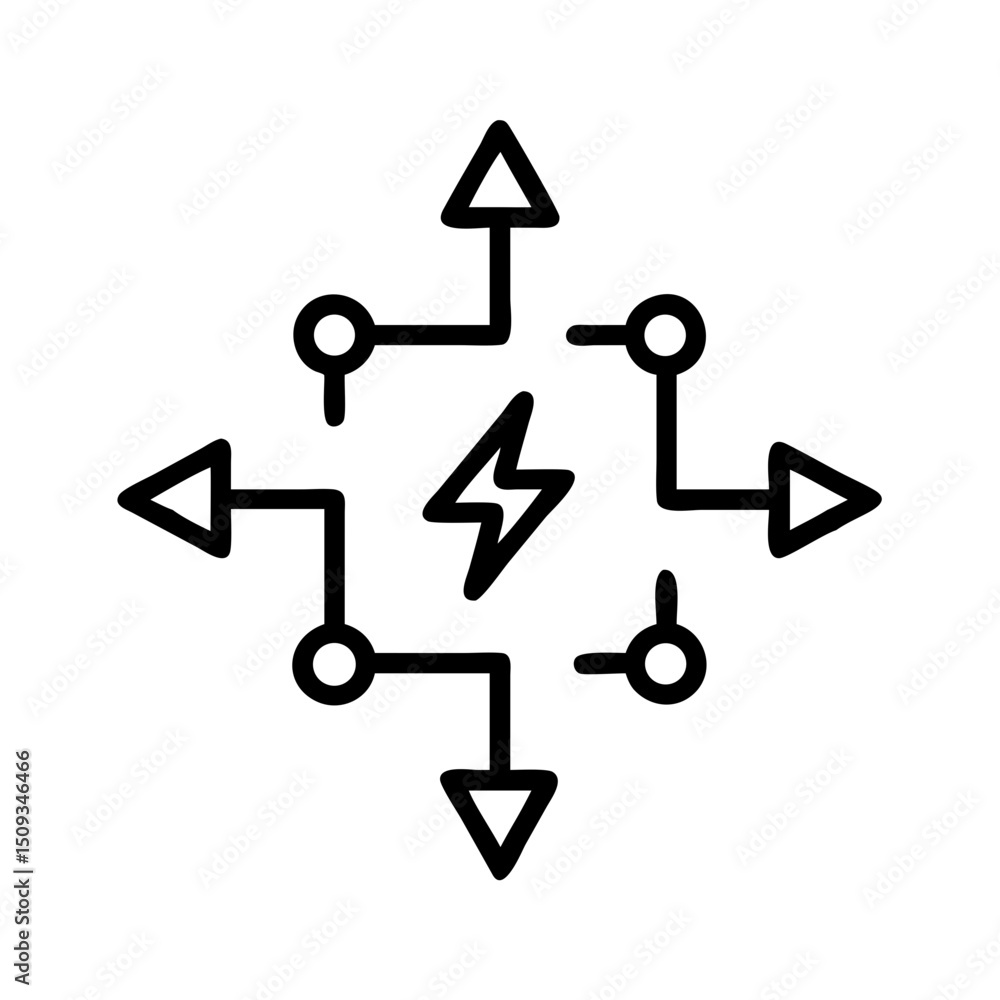Poster energy grid map illustration showing power distribution network. this energy grid map graphic depict
