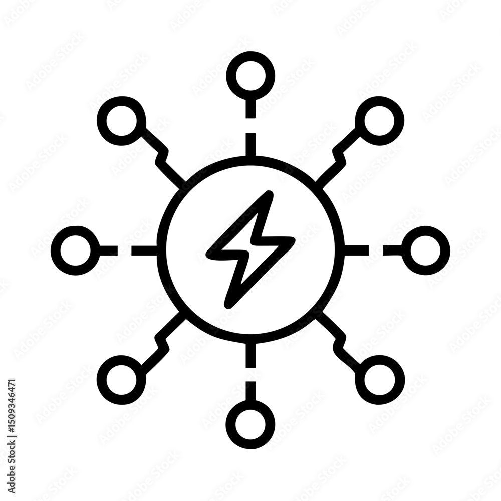 Poster energy grid map showing power distribution network. this energy grid map illustrates efficient power