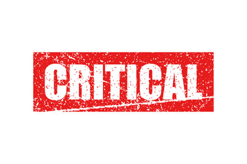 Critical - red stamp on white background