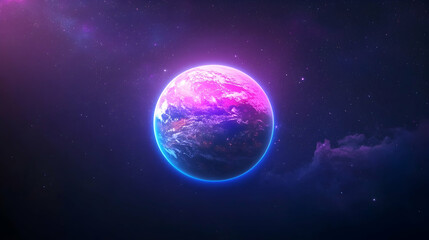 Obraz premium Pixel Art Planet In A Vibrant Galaxy